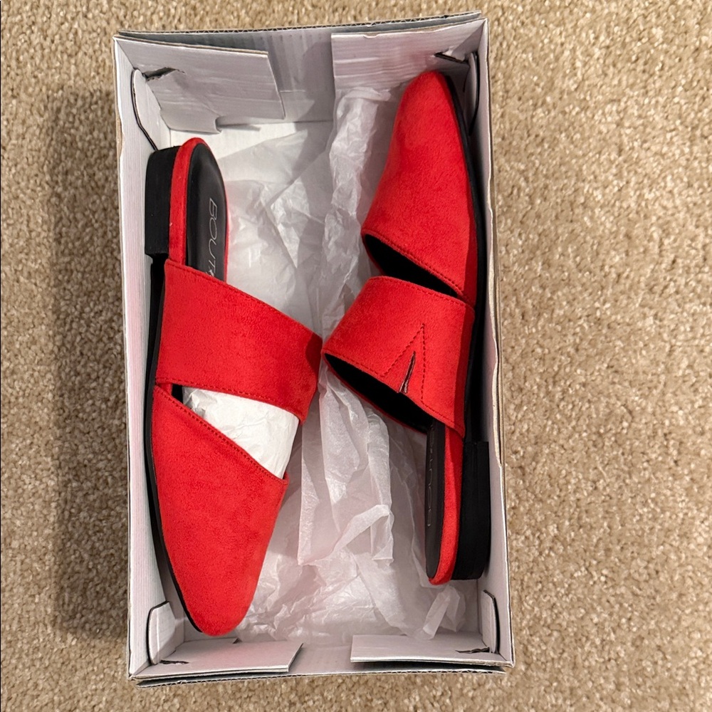 Boutique by Corkys- Carina Red Suede Slide Mules Size 7- NWT - Picture 7 of 7